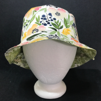 Watercolor Floral Summer Bucket Hat, Reversible to Green Floral, Flowers, Adult Sizes S-XXL, Cotton, Multicolor Floral Hat, Pink, Peach, Yellow, Green, White
