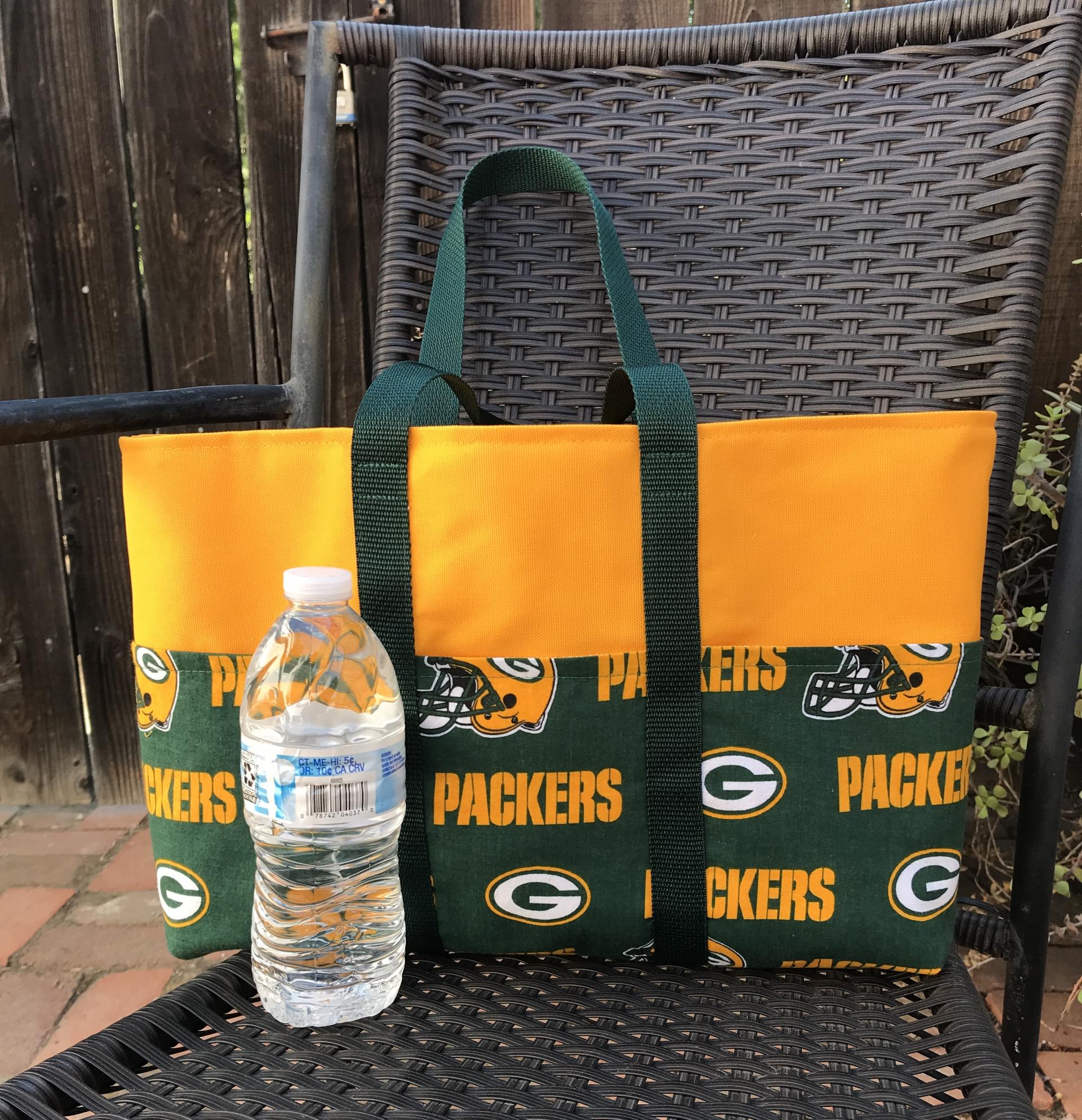Example of similar bag with a water bottle to show scale
