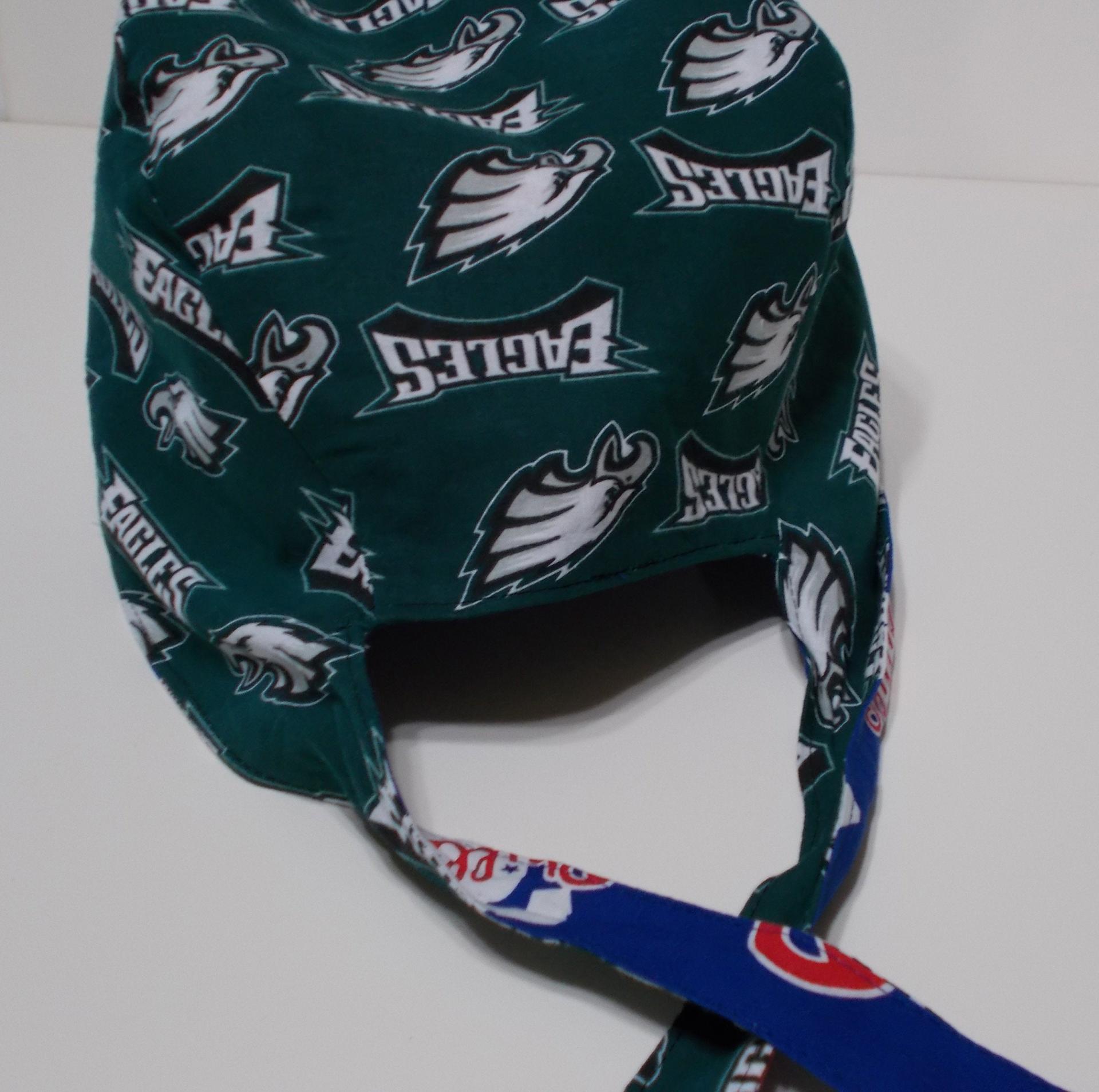 Reversible Unisex Phillies / Eagles scrub cap, tie back
