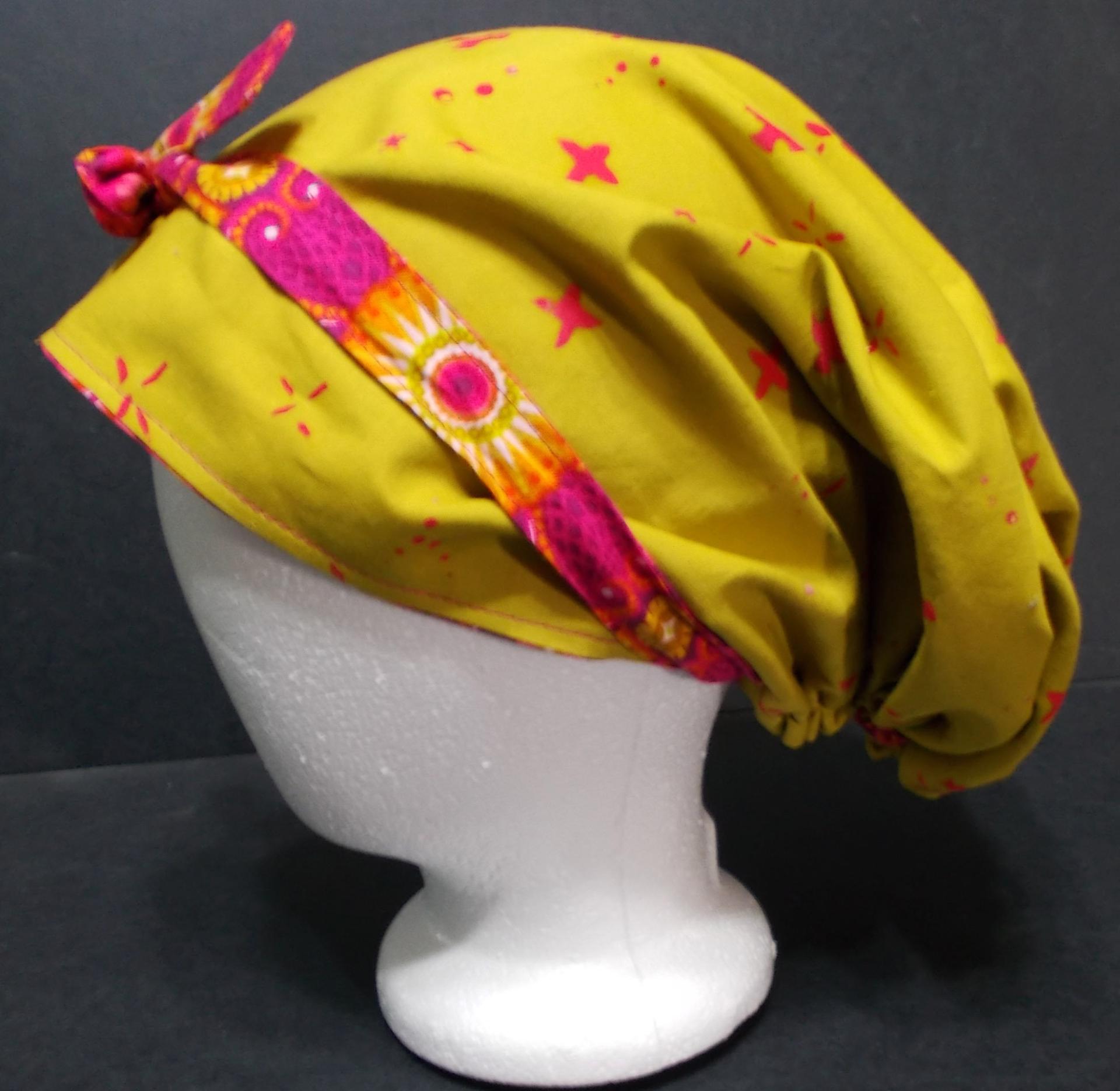 Reversible scrub cap short & medium length hair, ties, pony tail, nurse tech technician doctor medical chemo hat head cover watercolor white