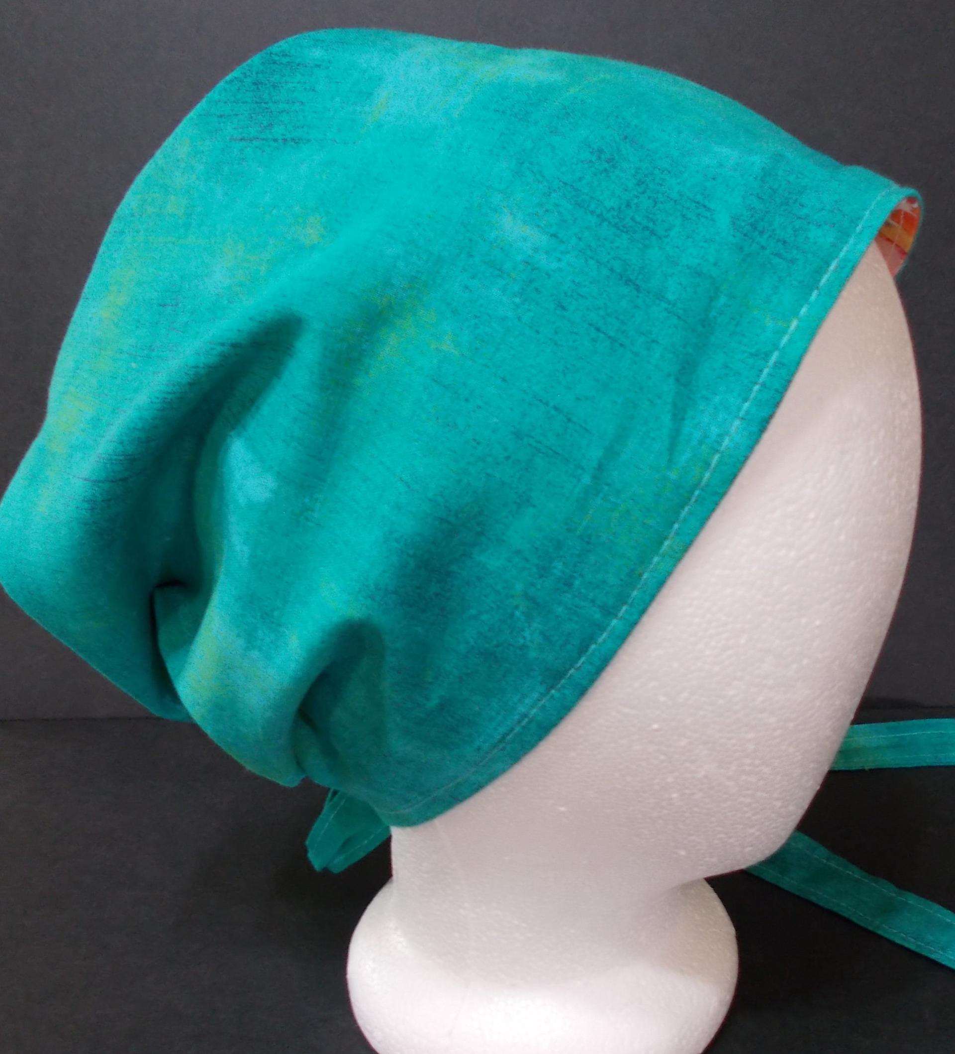 Reversible scrub cap short & medium length hair, ties, pony tail, nurse tech technician doctor medical chemo hat head cover watercolor white