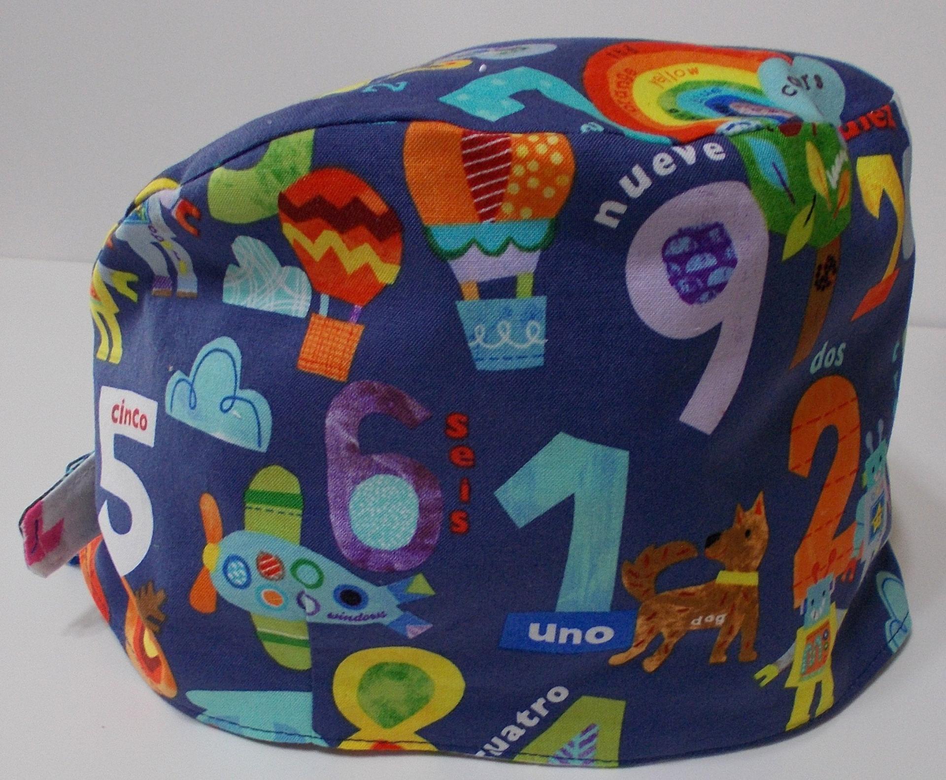 Bilingual Reversible Unisex scrub cap, tie back