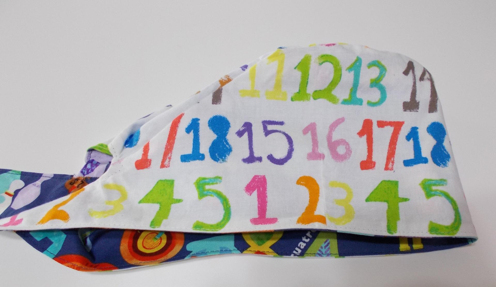 Bilingual Reversible Unisex scrub cap, tie back