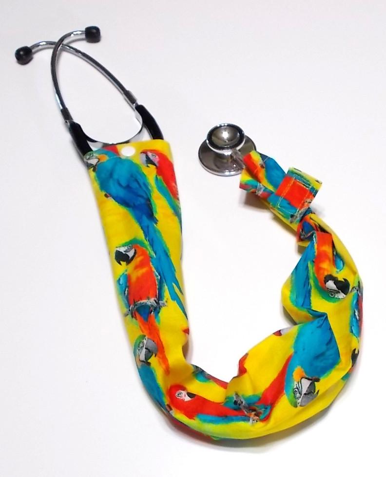 Bright Macaws Stethoscope cover, sleeve sock scrunchie scrunchy protector, medic