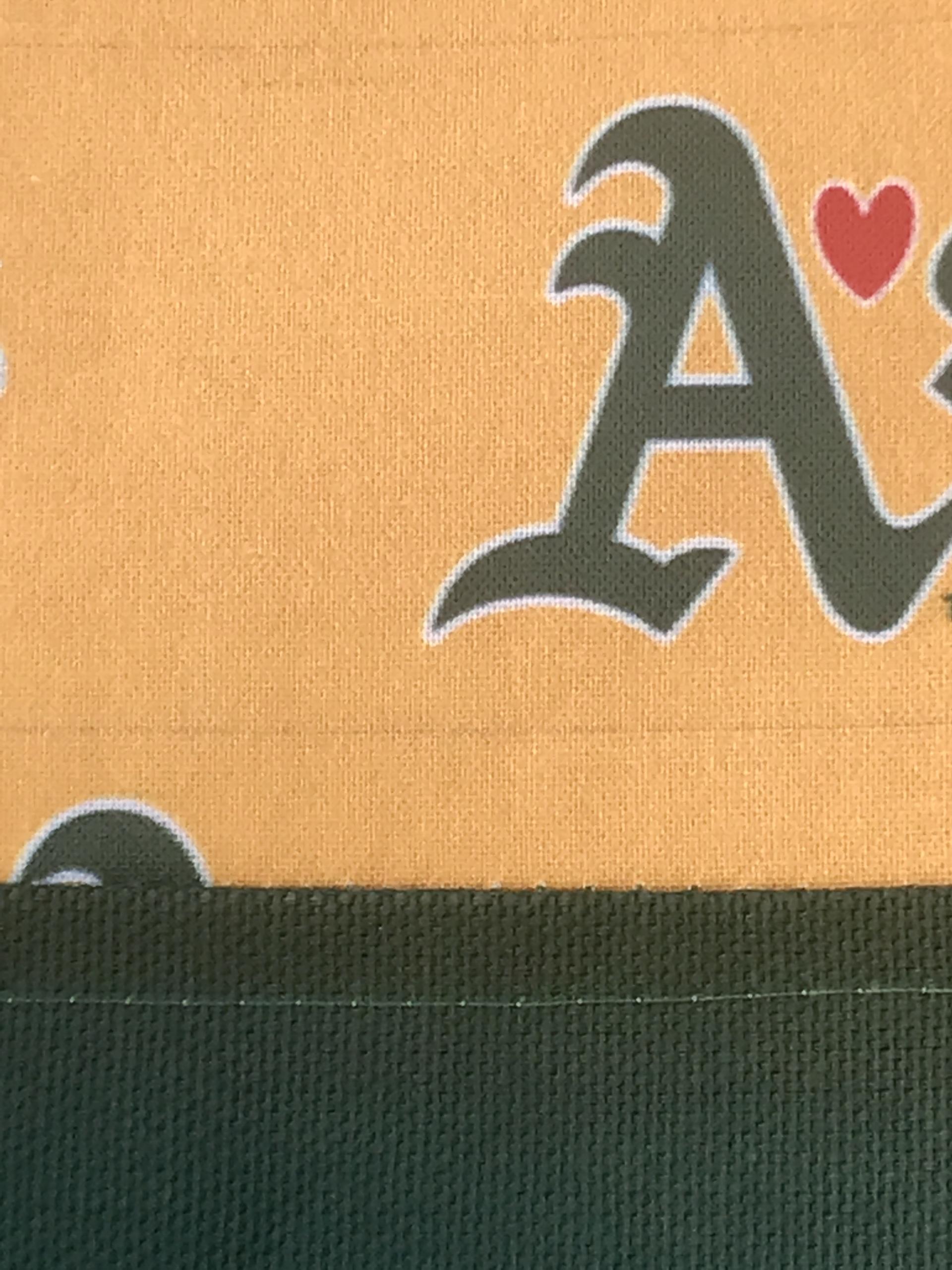 Tote bag, canvas bottom, Love Oakland A's Athletics, hook & loop closure, one interior pocket, polypropylene straps