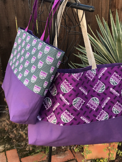 Sacramento Kings tote bags, canvas bottom and lining