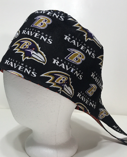 Baltimore Orioles & Ravens scrub cap, reversible, tie back, cotton, surgical skull nurse tech technician doctor medical hat Baltimore teams