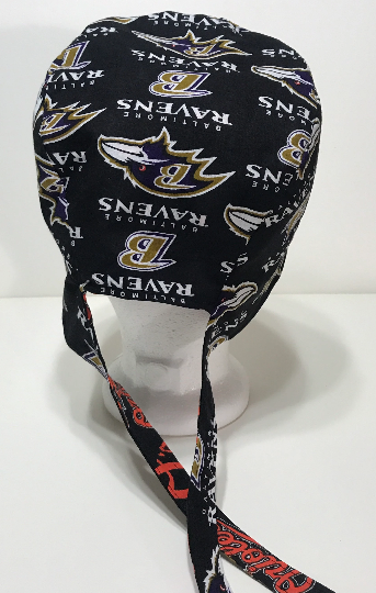 Baltimore Orioles & Ravens scrub cap, reversible, tie back, cotton, surgical skull nurse tech technician doctor medical hat Baltimore teams