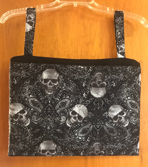 Skulls & Paisley Closet Hanger Hidden Safe Organizer 3 pockets (2 zipper), small locker space storage, skeleton, gothic, spooky, travel