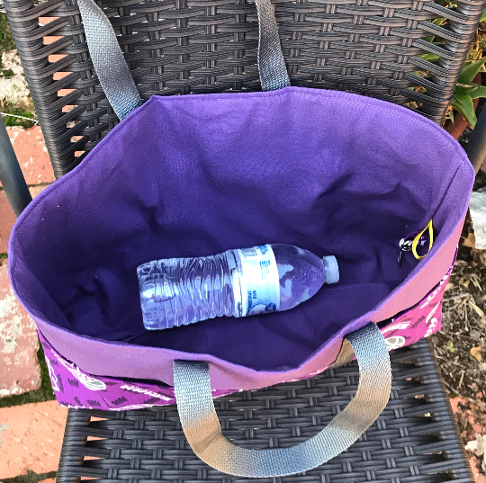 Sacramento Kings handmade tote bag, water bottle to show scale (not included)