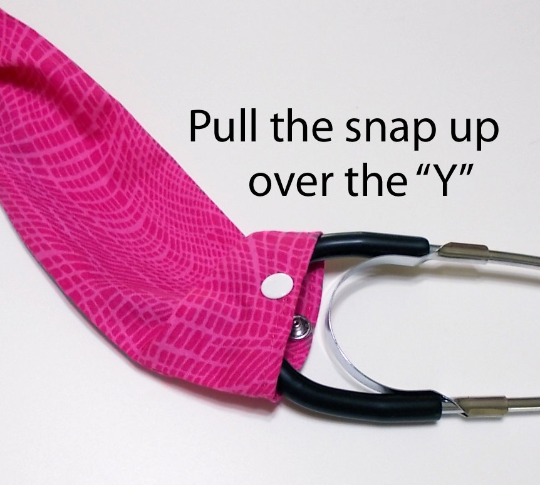 Pull stethoscope cover up over the Y