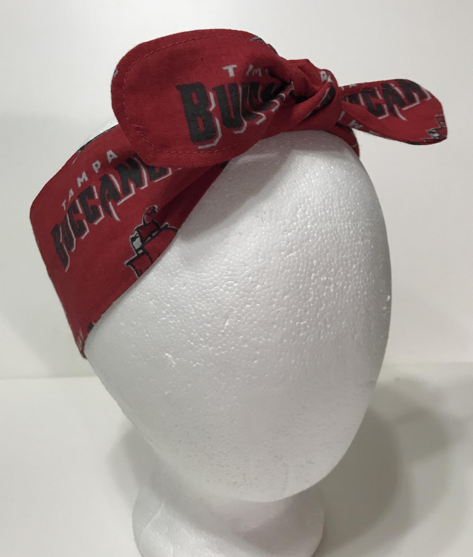 3” wide Tampa Bay Buccaneers hair tie, Bucs headband, hair wrap, head wrap, pin up, self tie, scarf, neckerchief, retro, rockabilly, handmade