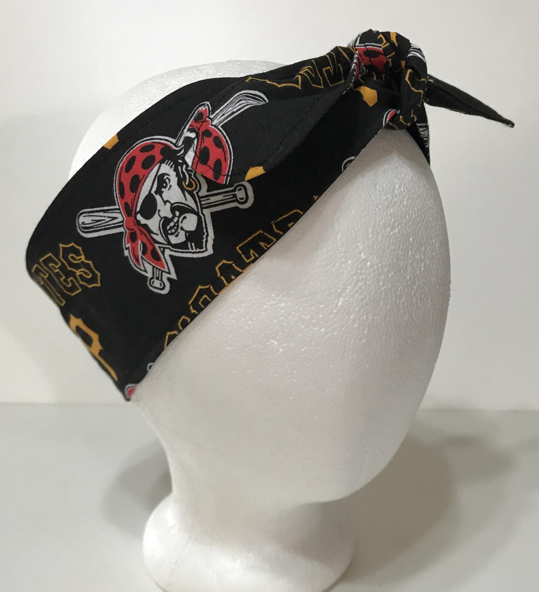 3” wide Pittsburgh Pirates hair tie, headband, pin up, self tie, scarf, neckerchief, retro, rockabilly, handmade