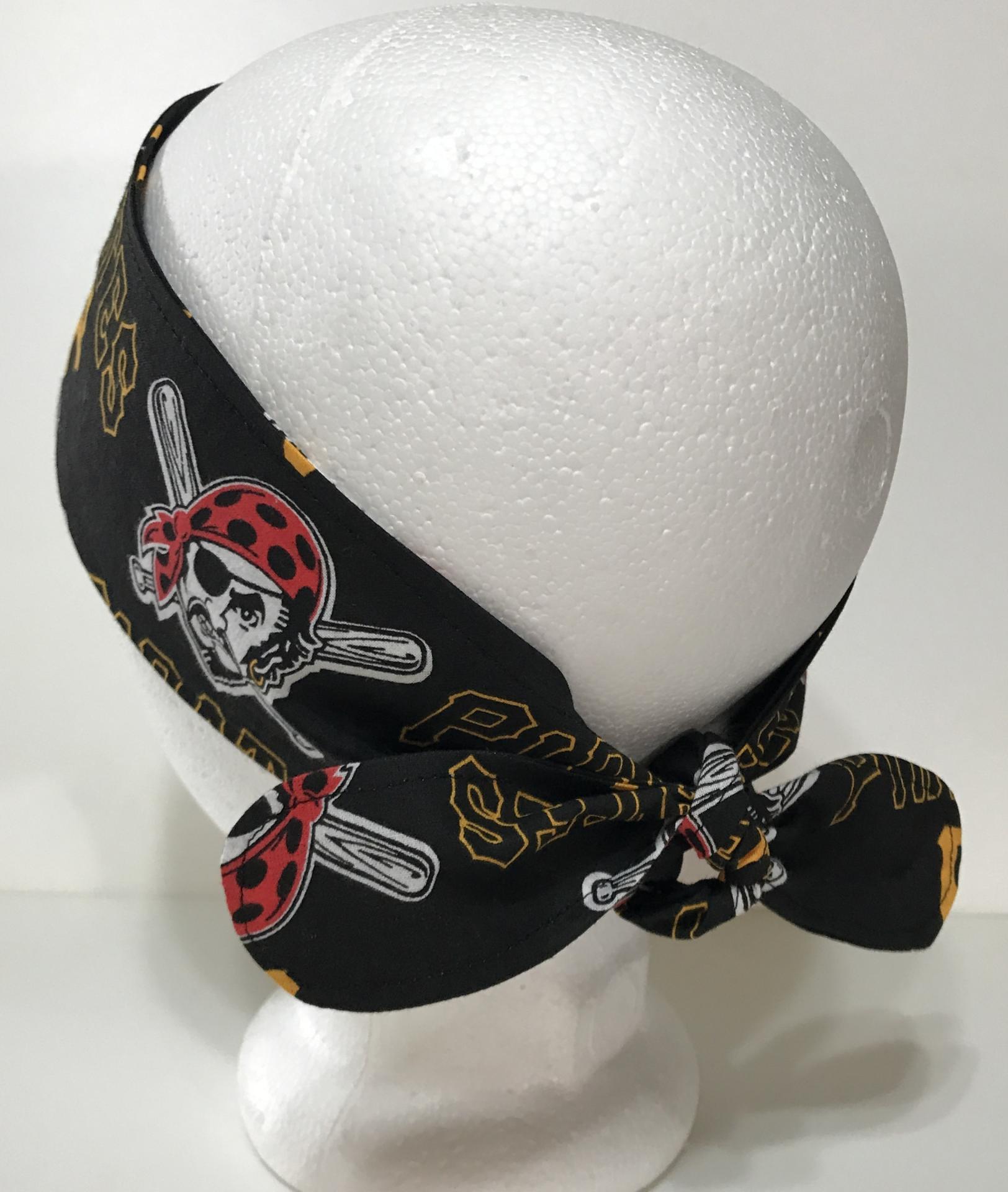 3” wide Pittsburgh Pirates hair tie, headband, pin up, self tie, scarf, neckerchief, retro, rockabilly, handmade