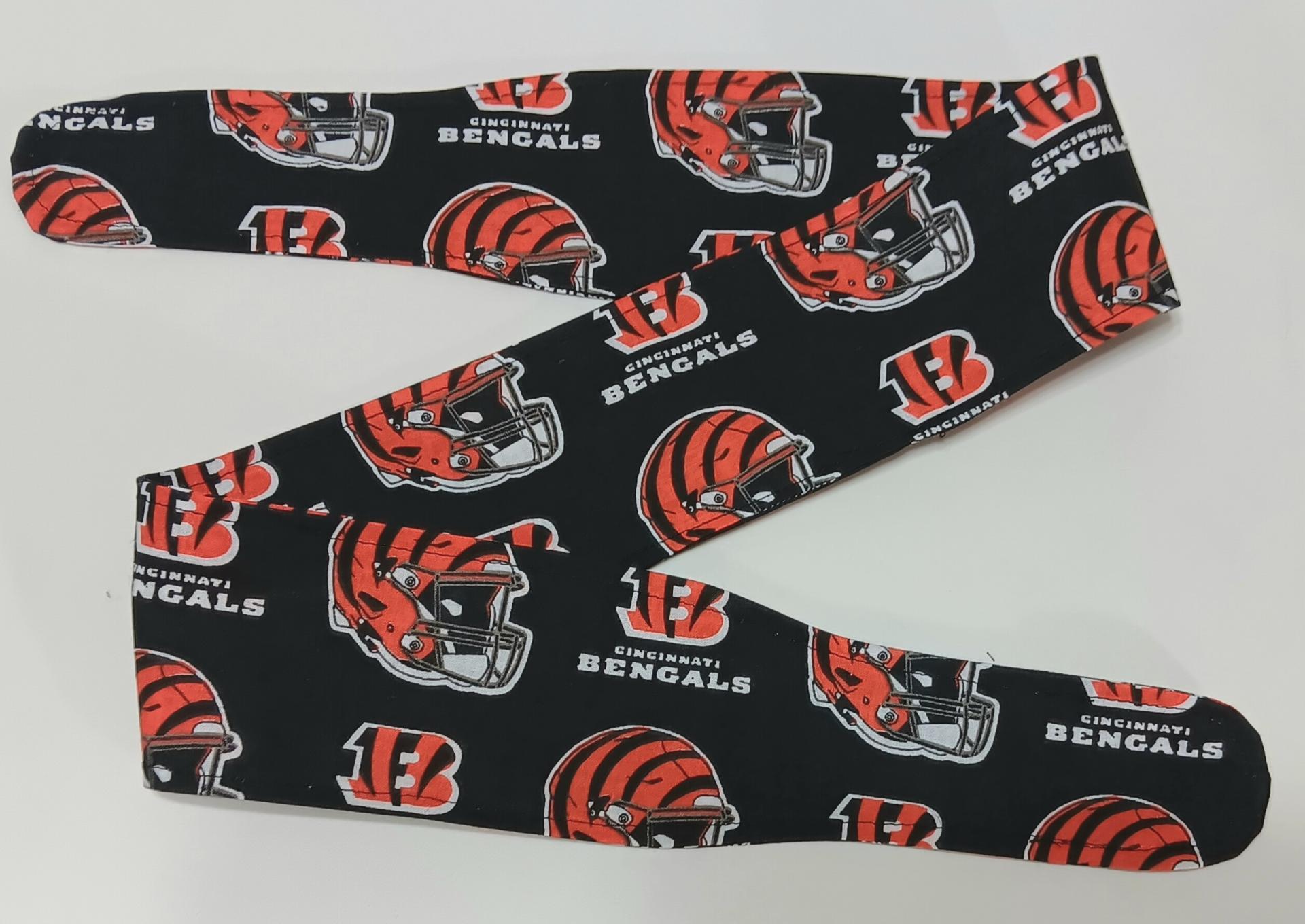 3” wide Cincinnati Bengals headband, self tie, pin up style, hair tie, scarf, bandana, retro style, rockabilly, handmade