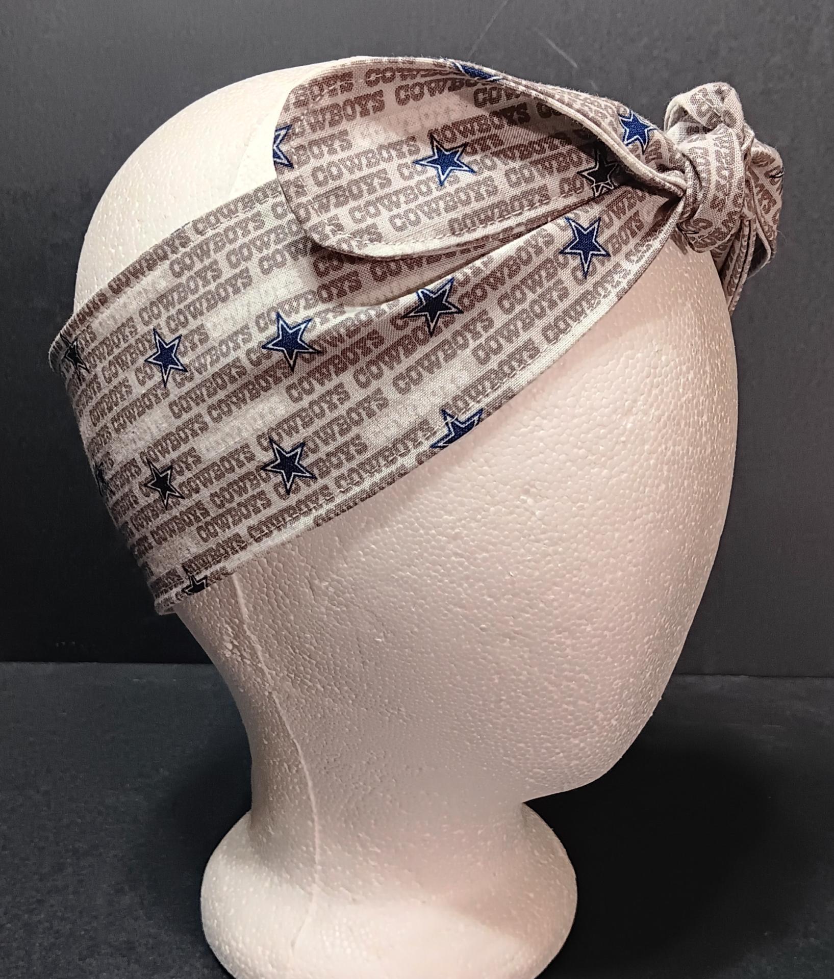 3” wide Dallas Cowboys hair tie, headband, pin up, self tie, scarf, neckerchief, retro, rockabilly, handmade