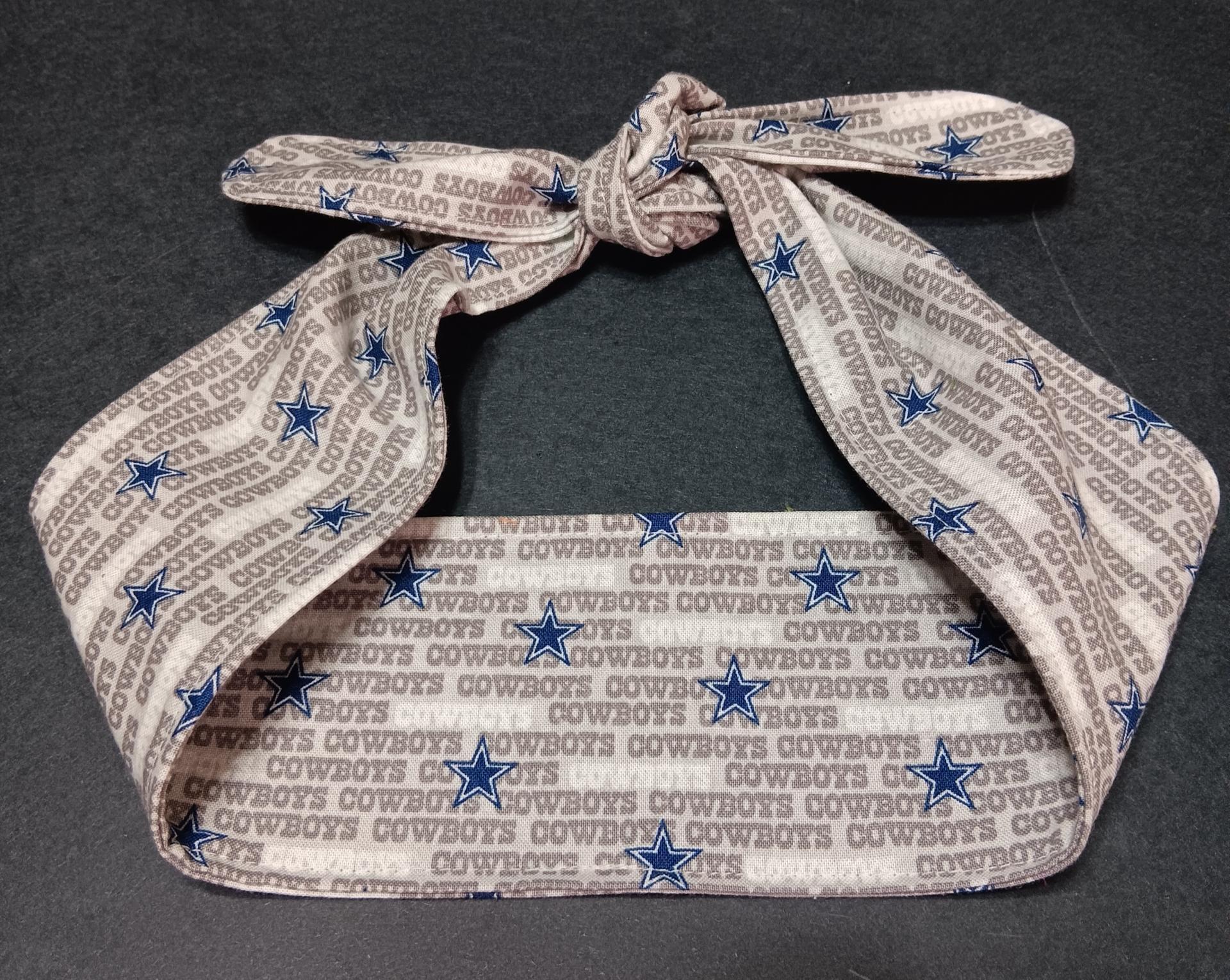 3” wide Dallas Cowboys hair tie, headband, pin up, self tie, scarf, neckerchief, retro, rockabilly, handmade