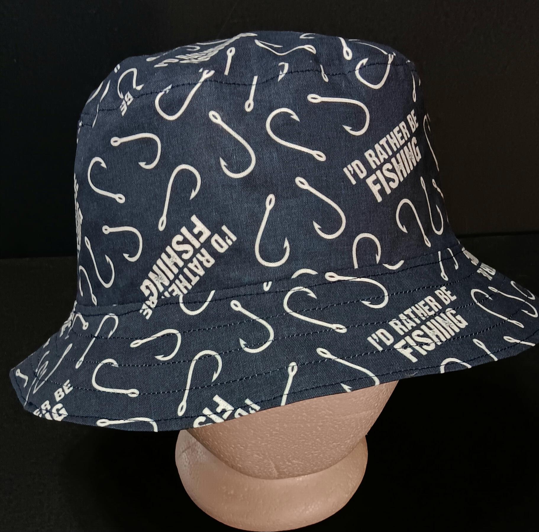 I'd Rather Be Fishing Bucket Hat, Fishing Theme, Reversible, Sizes up to 4XL, summer hat, fishing hat,  sun hat, floppy hat, fisherman gift