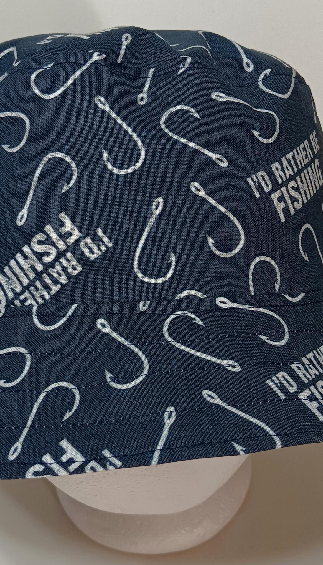 I'd Rather Be Fishing Bucket Hat, Fishing Theme, Reversible, Sizes S-XXL, summer hat, fishing hat, ponytail hat, sun hat, floppy hat