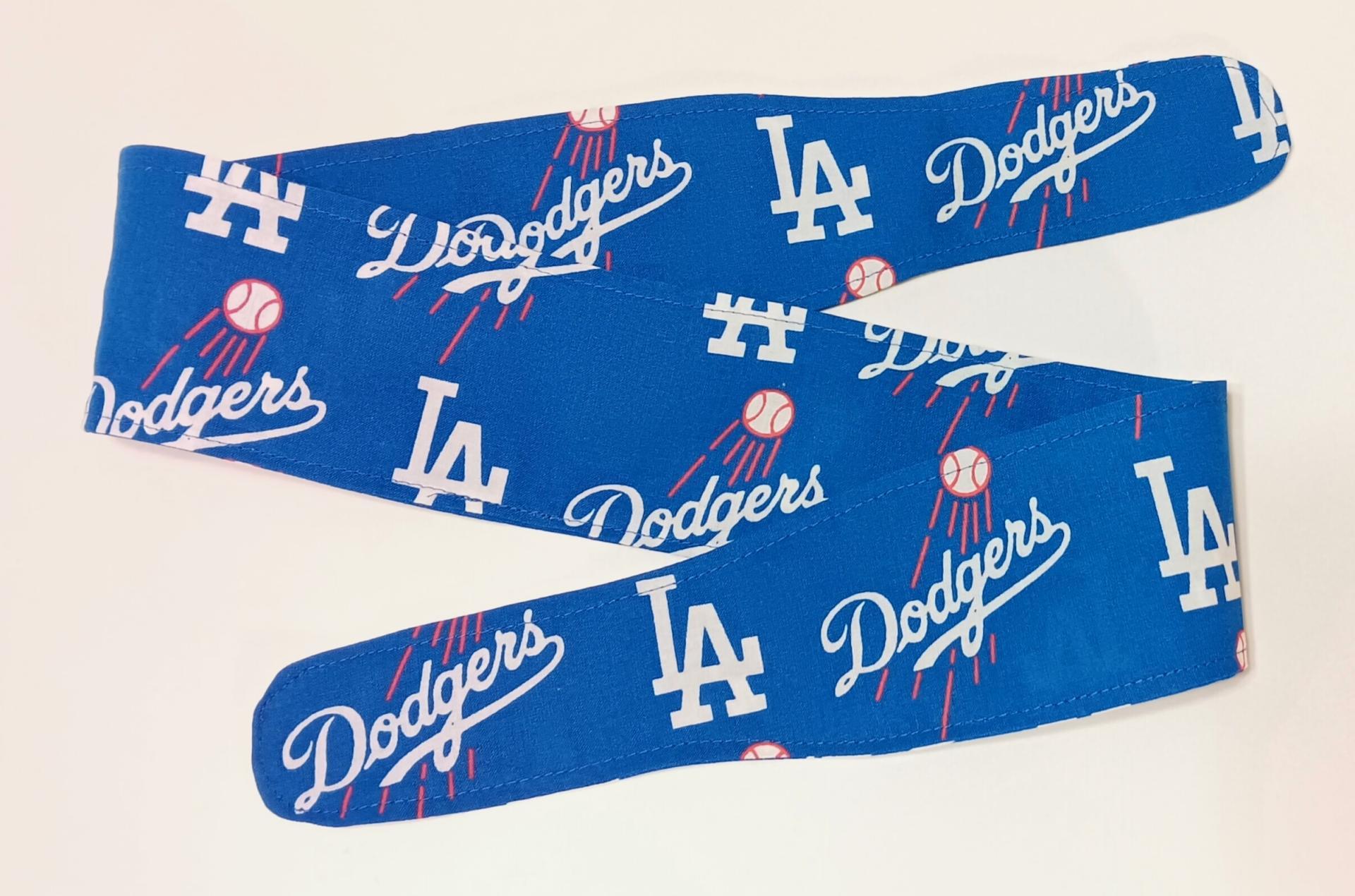 3” Wide LA Dodgers headband, self tie, handmade, hair tie, scarf, pin up style, hair wrap, retro style, rockabilly