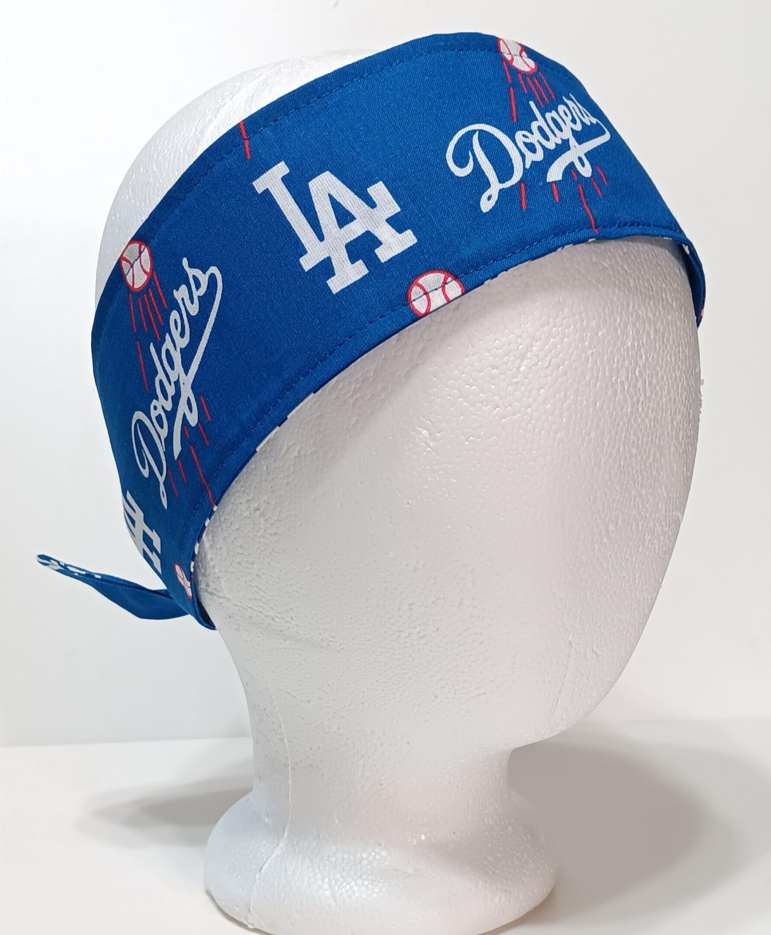 3” Wide LA Dodgers headband, self tie, handmade, hair tie, scarf, pin up style, hair wrap, retro style, rockabilly