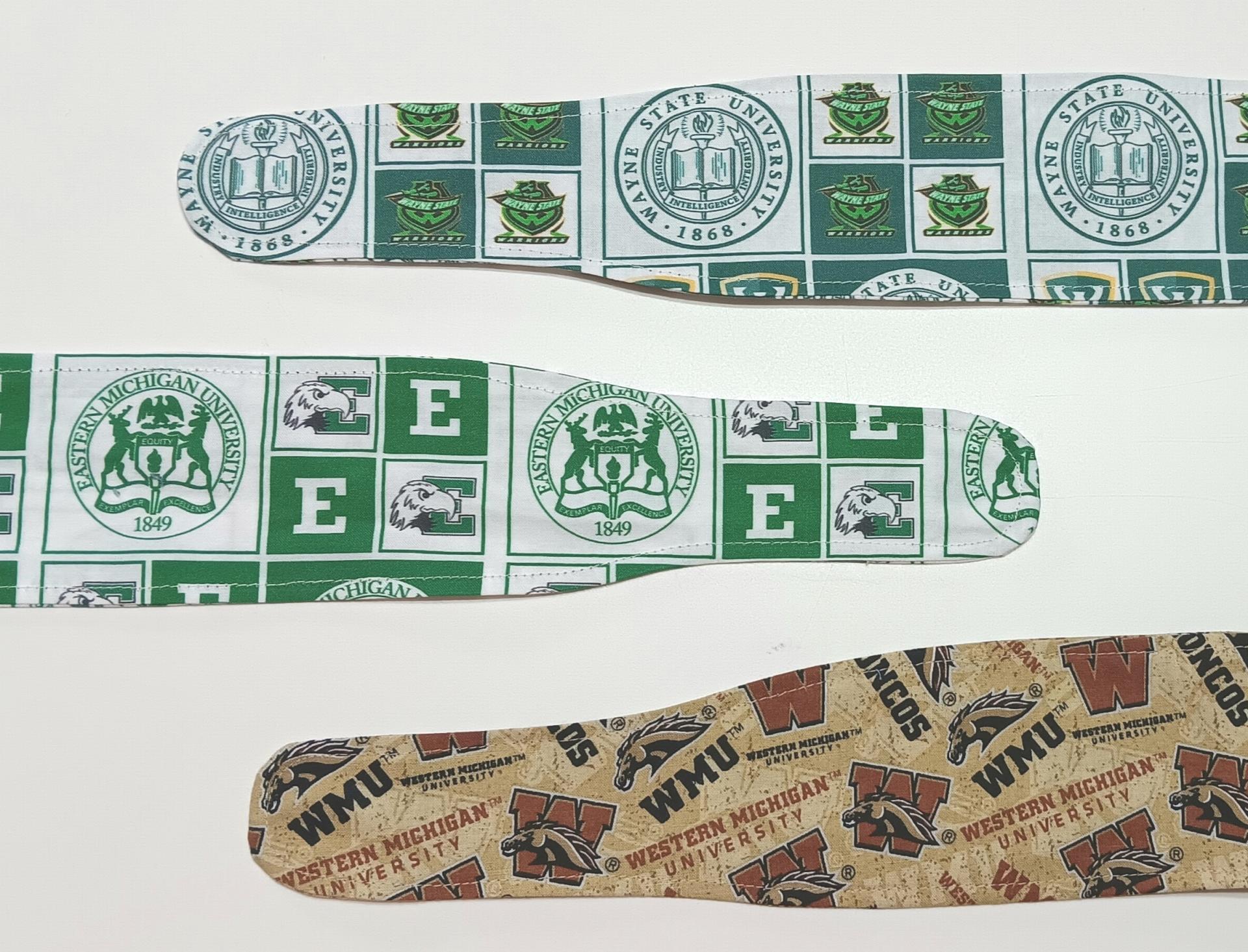 3” Wide Detroit / Michigan sports teams headbands, hair ties, scarf, Tigers, Lions, Pistons, Red Wings, handmade