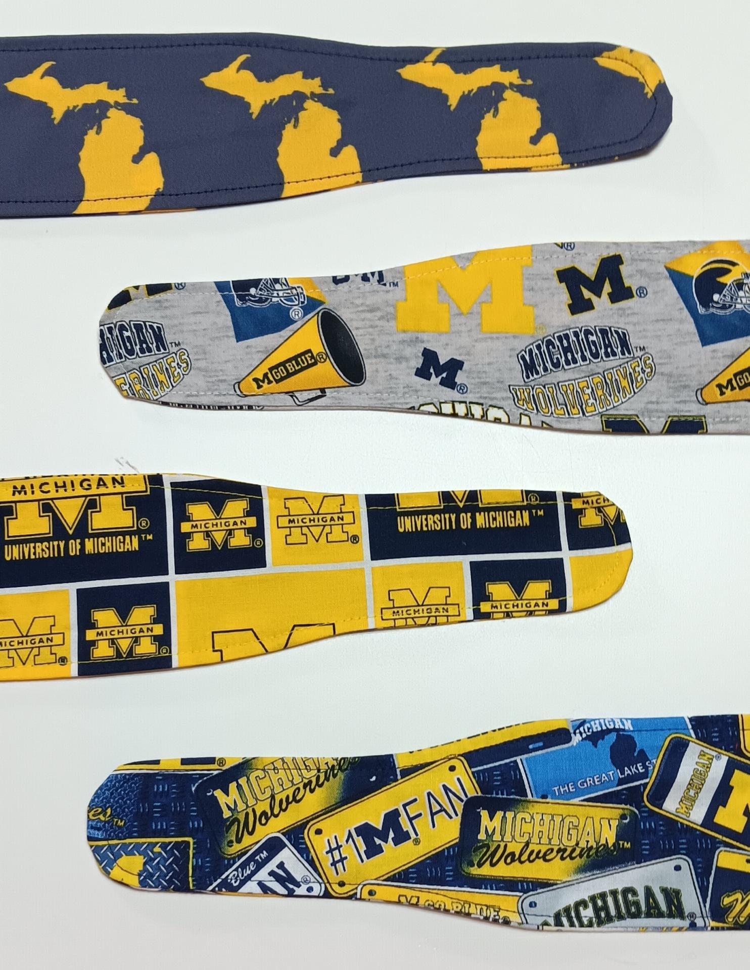 3” Wide Detroit / Michigan sports teams headbands, hair ties, scarf, Tigers, Lions, Pistons, Red Wings, handmade