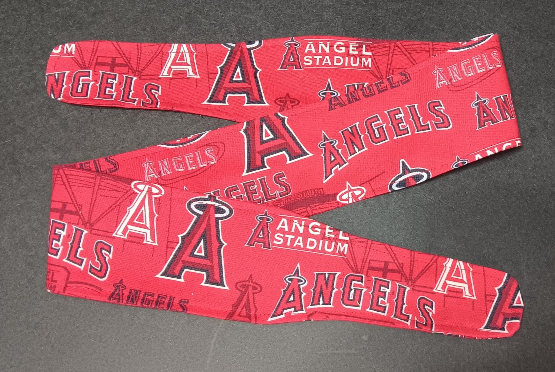 3” Wide Los Angeles Anaheim Angels headband, handmade, hair tie, scarf, pin up style, hair wrap, retro, rockabilly, neck scarf