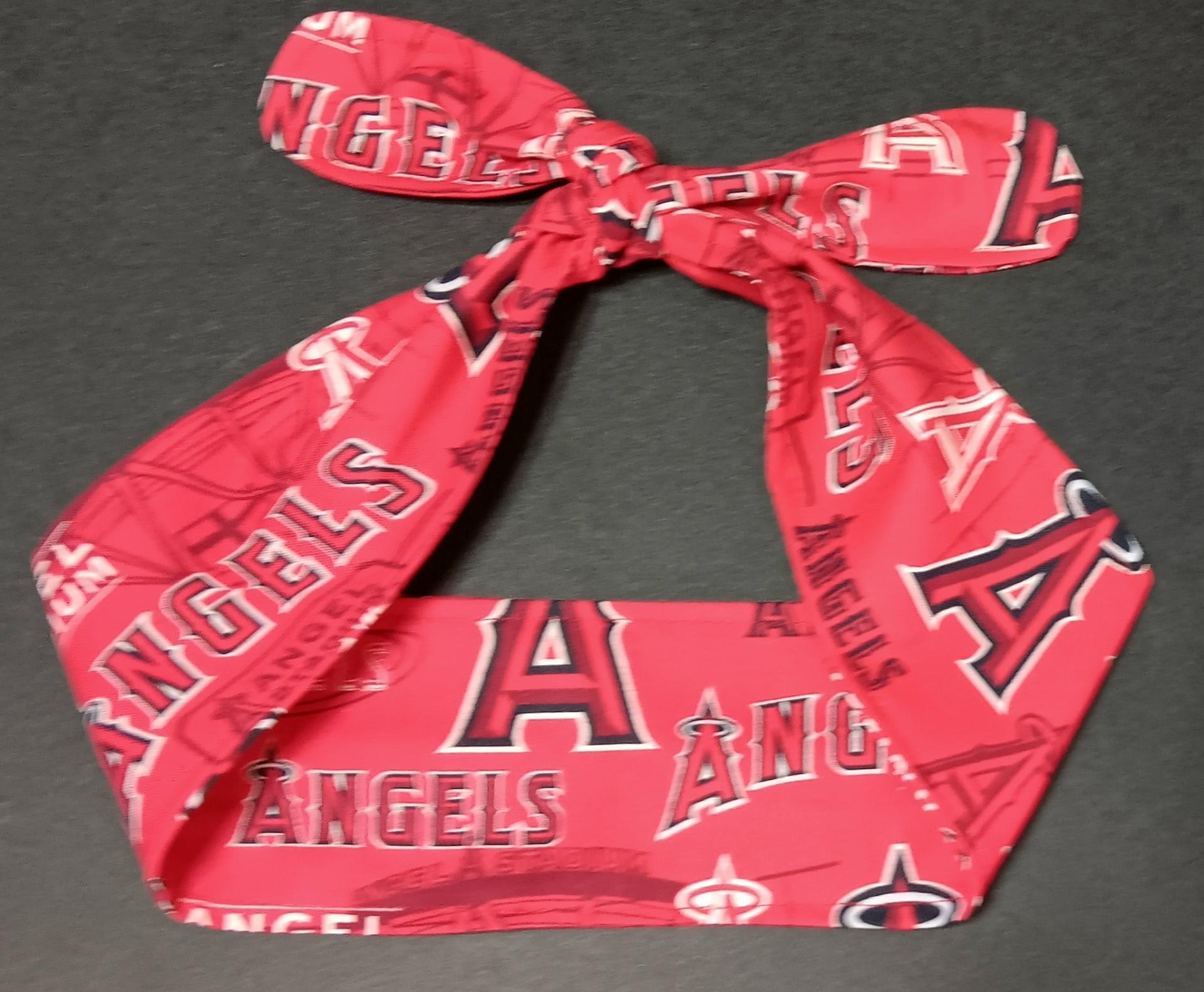 3” Wide Los Angeles Anaheim Angels headband, handmade, hair tie, scarf, pin up style, hair wrap, retro, rockabilly, neck scarf