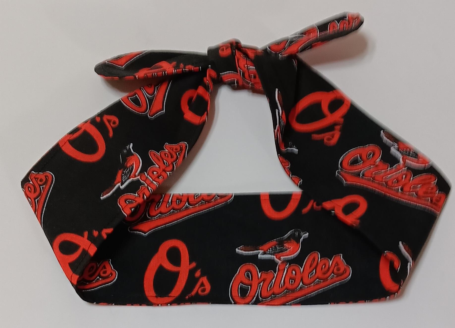 3” wide Baltimore Orioles headband, self tie, hair tie, hair wrap, pin up style, scarf, rockabilly style, handmade