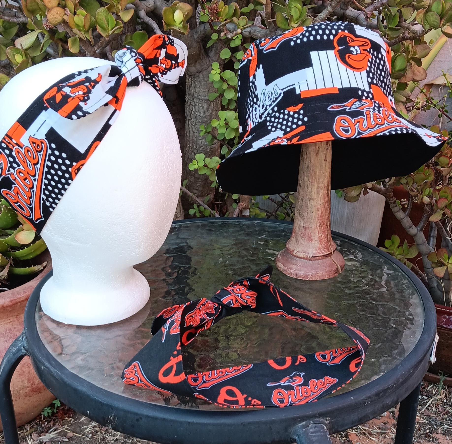 3” wide Baltimore Orioles headband, self tie, hair tie, hair wrap, pin up style, scarf, rockabilly style, handmade