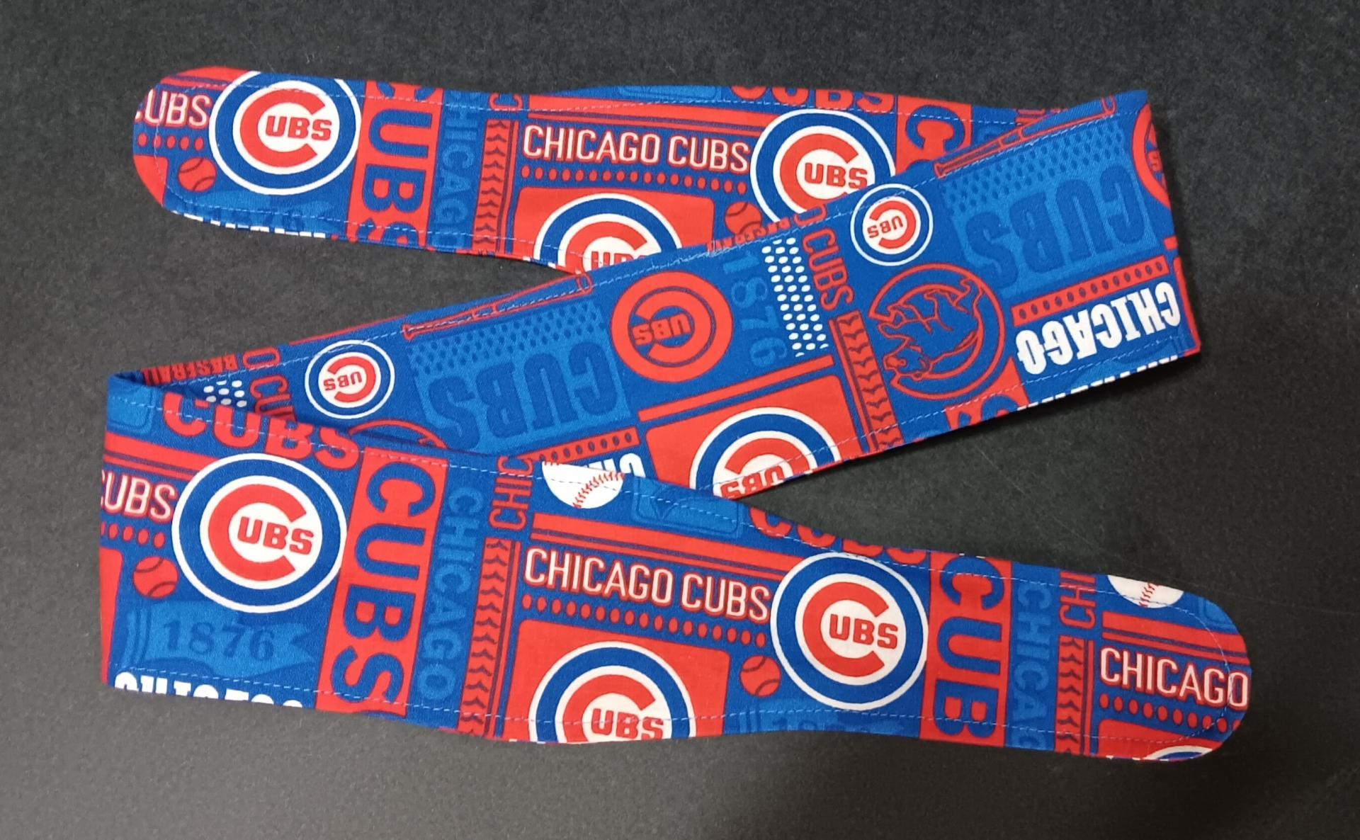 3” Wide Chicago Cubs Headband, hair wrap, pin up, hair tie, head wrap, neck scarf, retro style, rockabilly, top knot, handmade