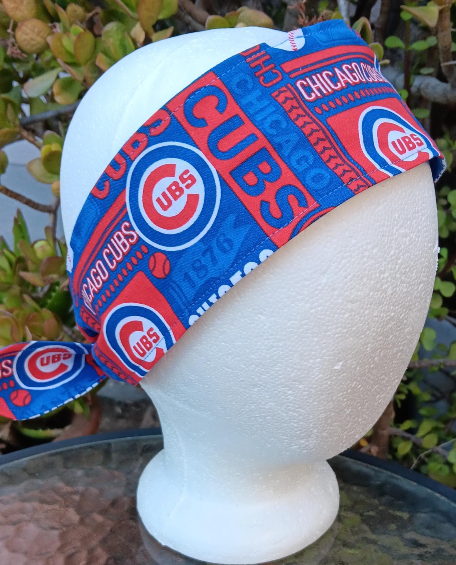 3” Wide Chicago Cubs Headband, hair wrap, pin up, hair tie, head wrap, neck scarf, retro style, rockabilly, top knot, handmade