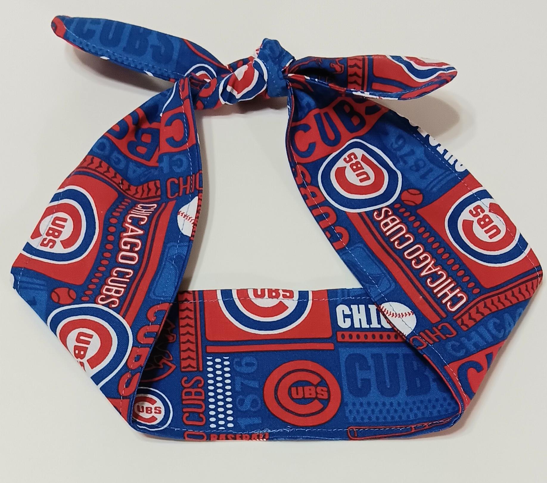 3” Wide Chicago Cubs Headband, hair wrap, pin up, hair tie, head wrap, neck scarf, retro style, rockabilly, top knot, handmade