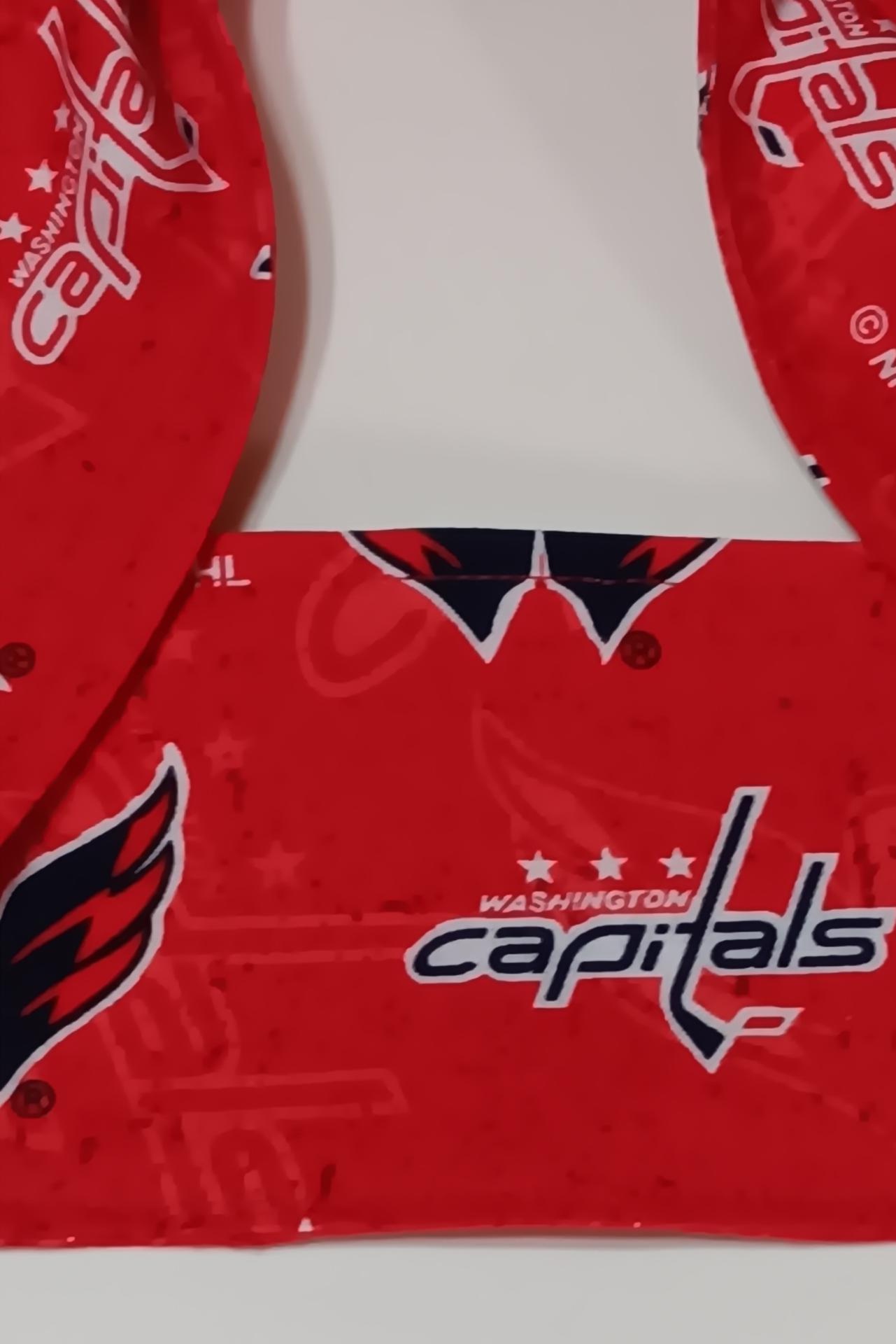 3” Wide Washington Capitals Headband, self tie, hair wrap, pin up, hair tie, scarf, retro style, rockabilly, handmade