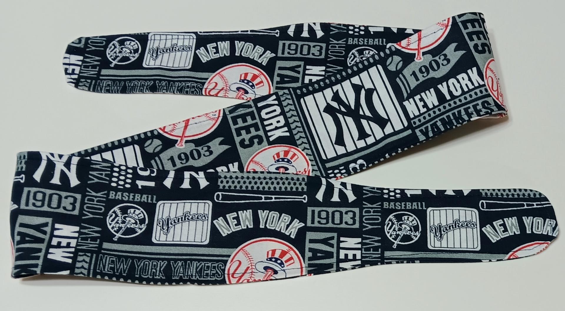 3” Wide NY Yankees headband, self tie, hair wrap, pin up style, hair tie, retro style, rockabilly, handmade, New York Yankees