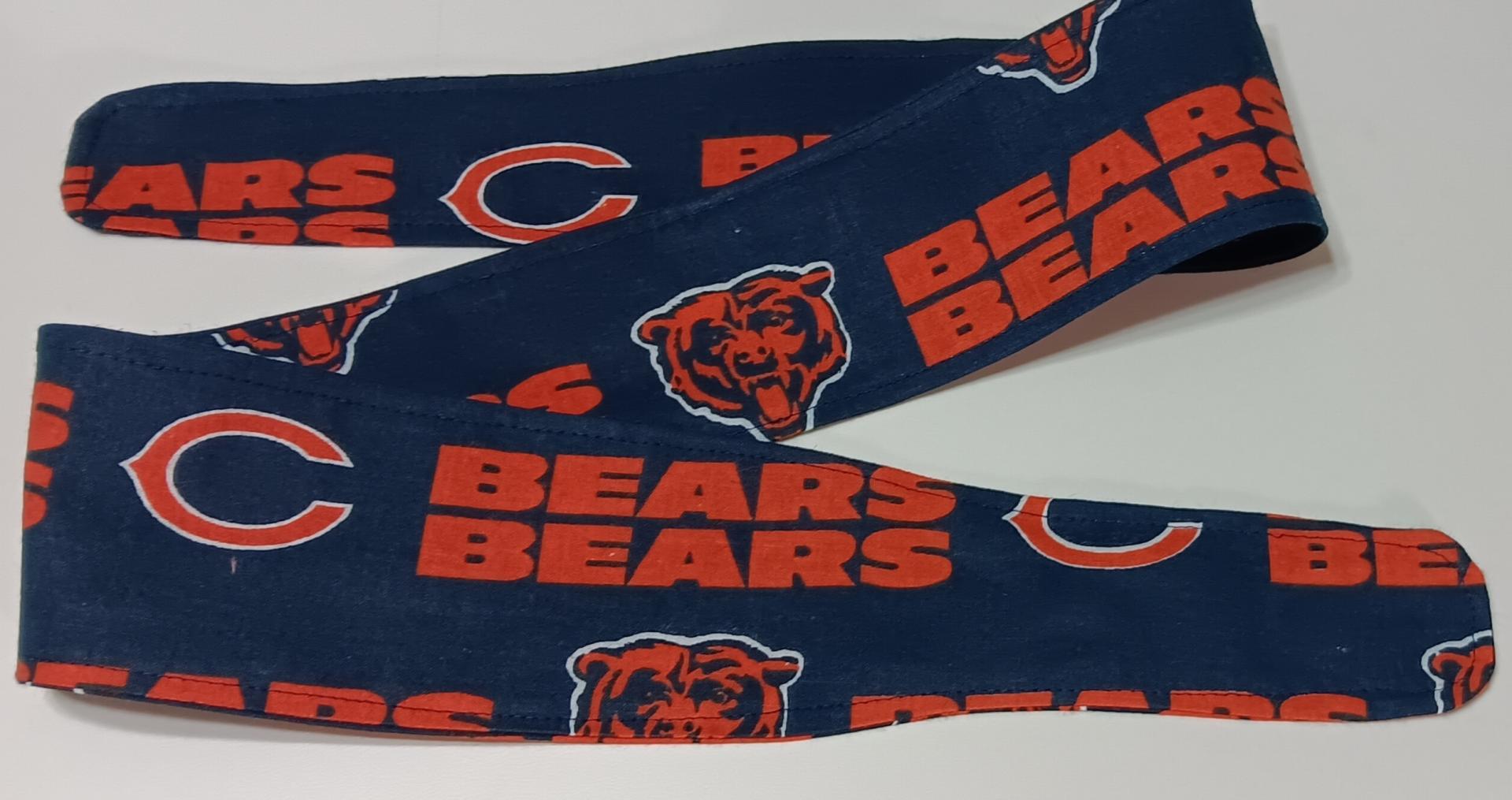 3” wide Chicago Bears headband, self tie, hair tie, pin up style, scarf, bandana, retro style, rockabilly, handmade