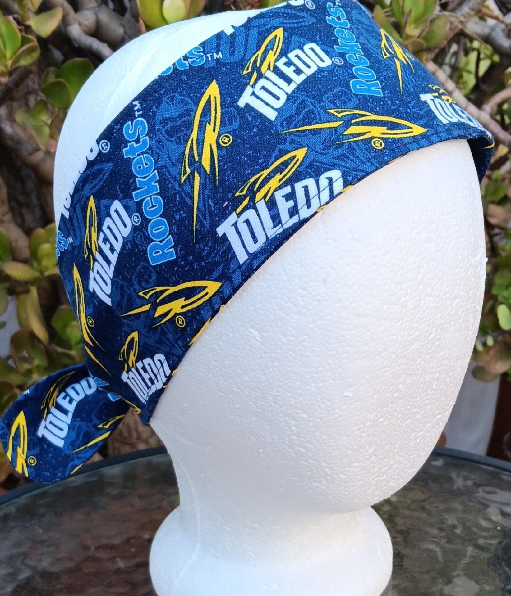 3” Wide University of Toledo Rockets headband, hair wrap, pin up, hair tie, neck scarf, retro, hat accessory, handmade