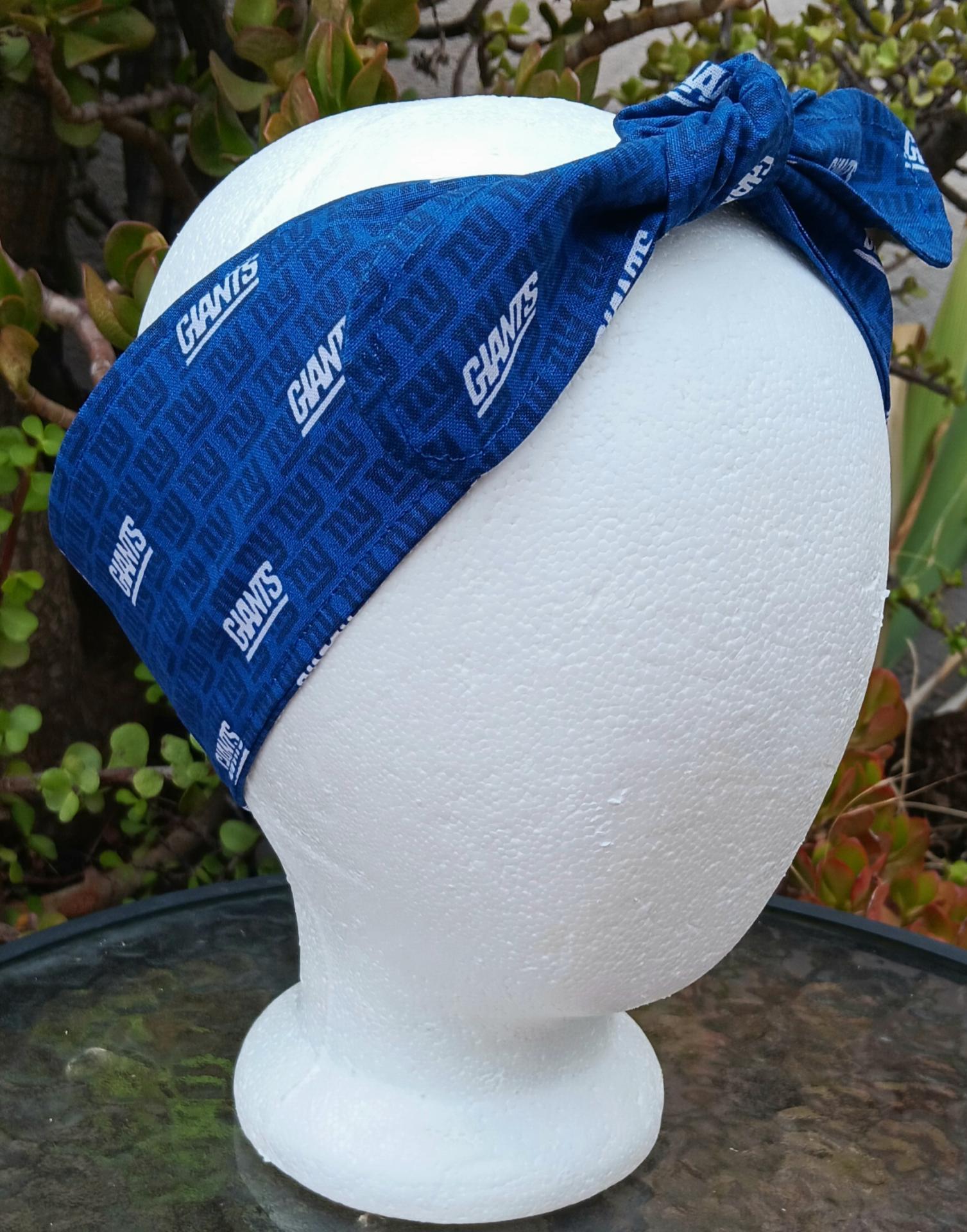 3” Wide NY Giants headband, hair wrap, handmade, pin up, hair tie, retro, rockabilly, New York Giants football