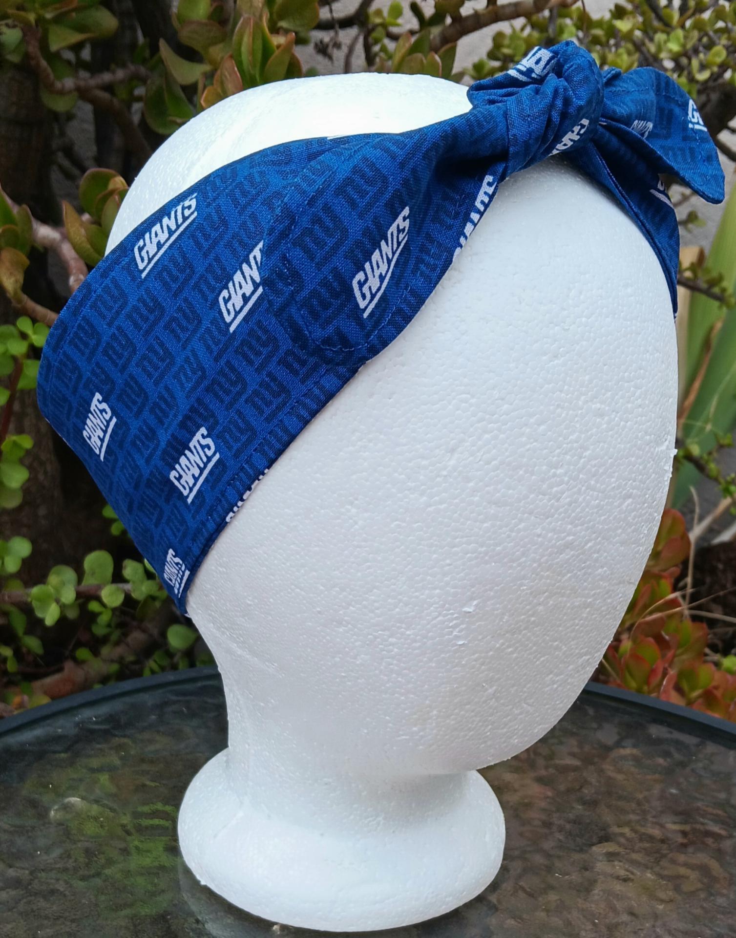 3” Wide NY Giants headband, hair wrap, handmade, pin up style, hair tie, retro, rockabilly, New York Giants football