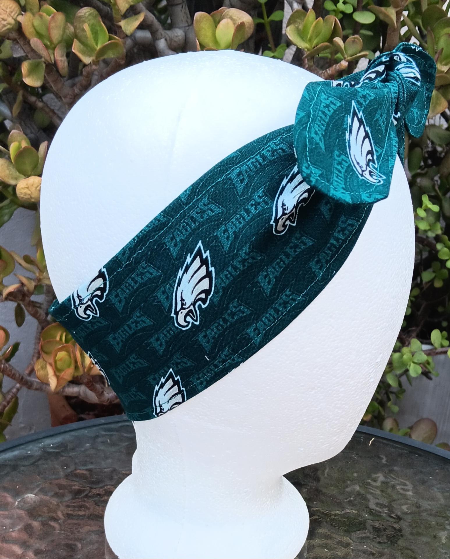 3” wide Philadelphia Eagles headband, self tie, hair wrap, hair tie, pin up, scarf, bandana, retro, rockabilly