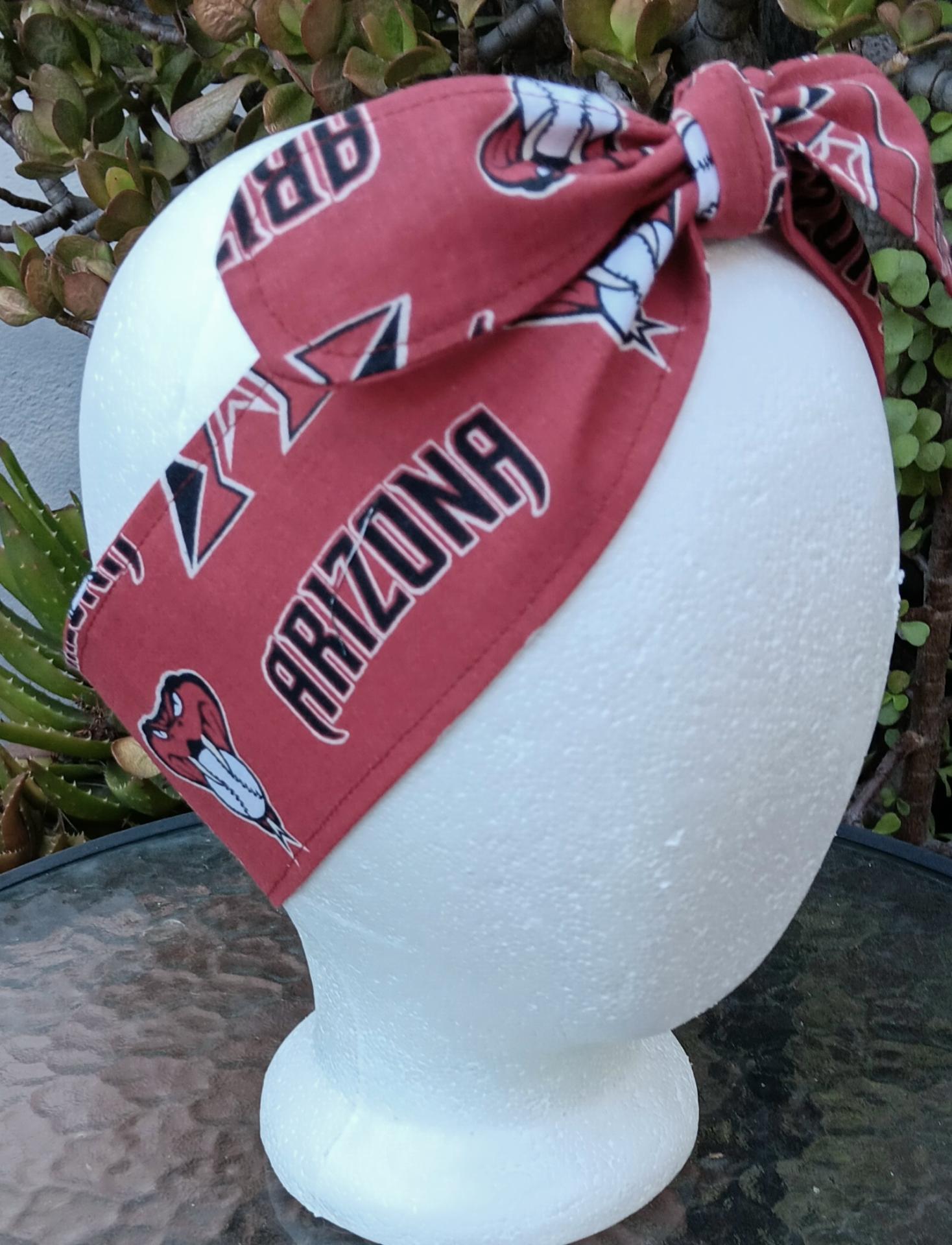 3” Wide Arizona Diamondbacks headband, Sedona red. handmade, hair tie, scarf, pin up style, hair wrap, retro, rockabilly, scarf