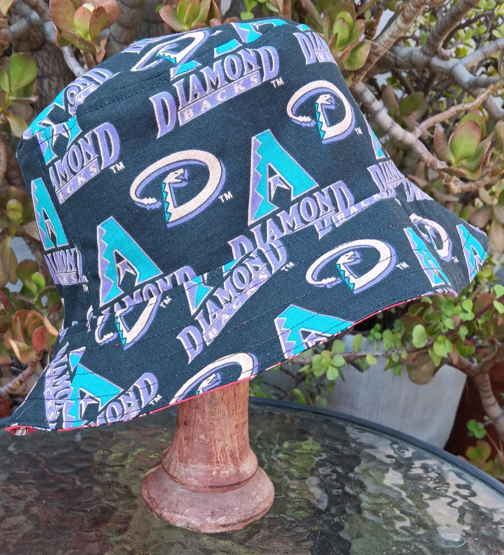 Arizona Diamondbacks Bucket Hat, Throwback, Reversible, Sizes up to 4XL, handmade, fishing hat, ponytail hat, sun hat, floppy hat