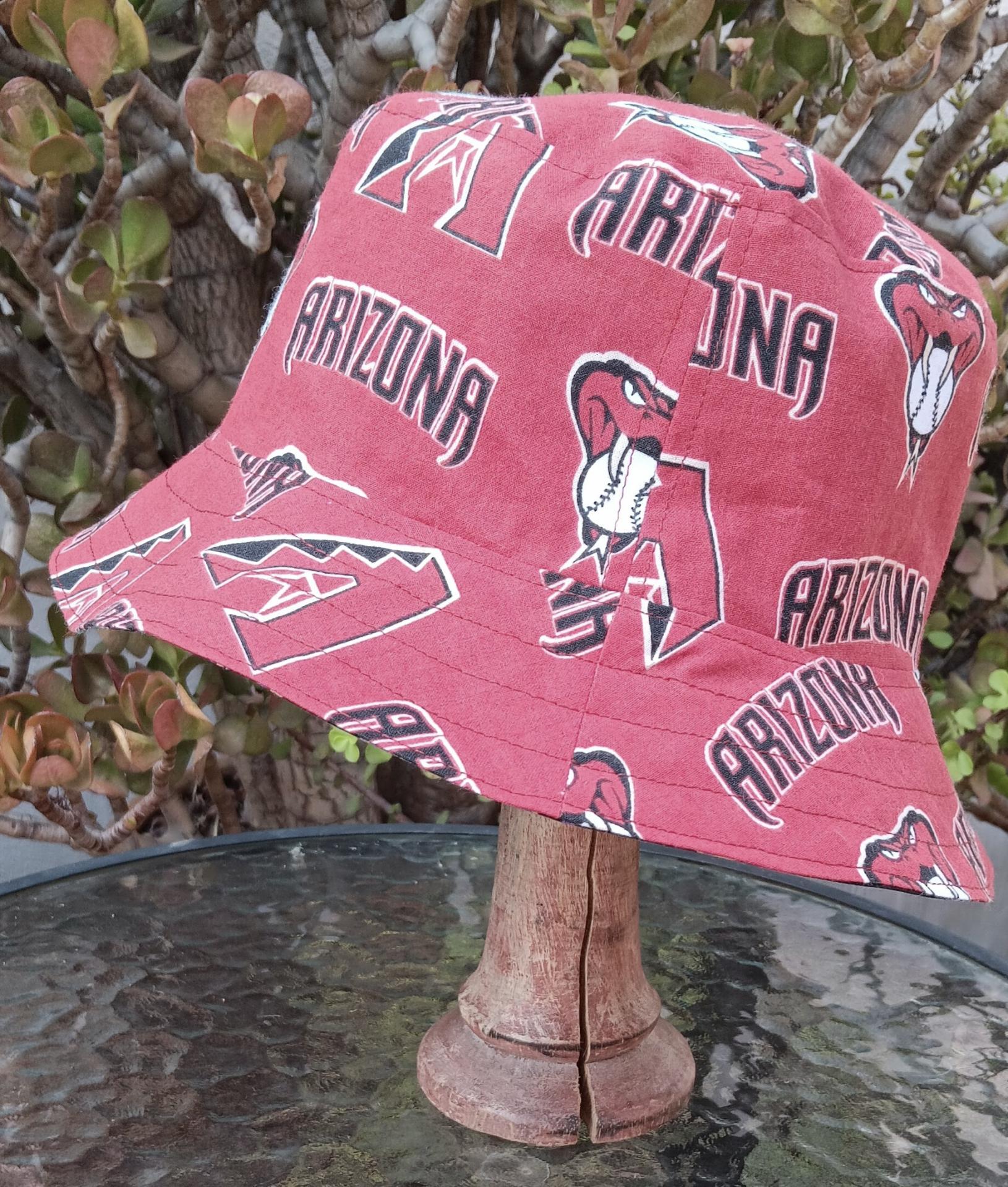 Arizona Diamondbacks Bucket Hat, Throwback, Reversible, Sizes up to 4XL, handmade, fishing hat, ponytail hat, sun hat, floppy hat