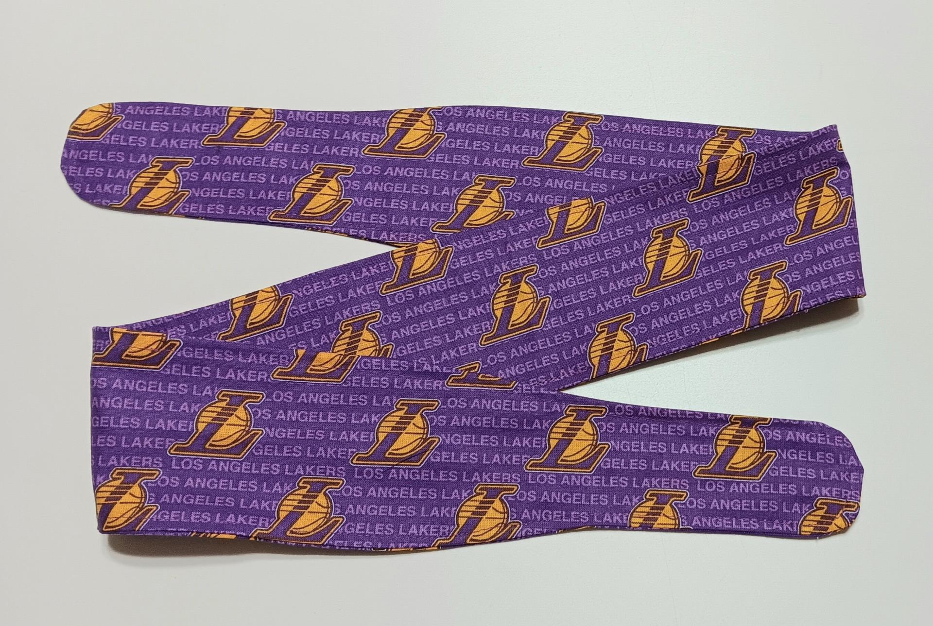 3” Wide Los Angeles Lakers headband, self tie, hair wrap, pin up style, hair tie, retro style, bandana, handmade