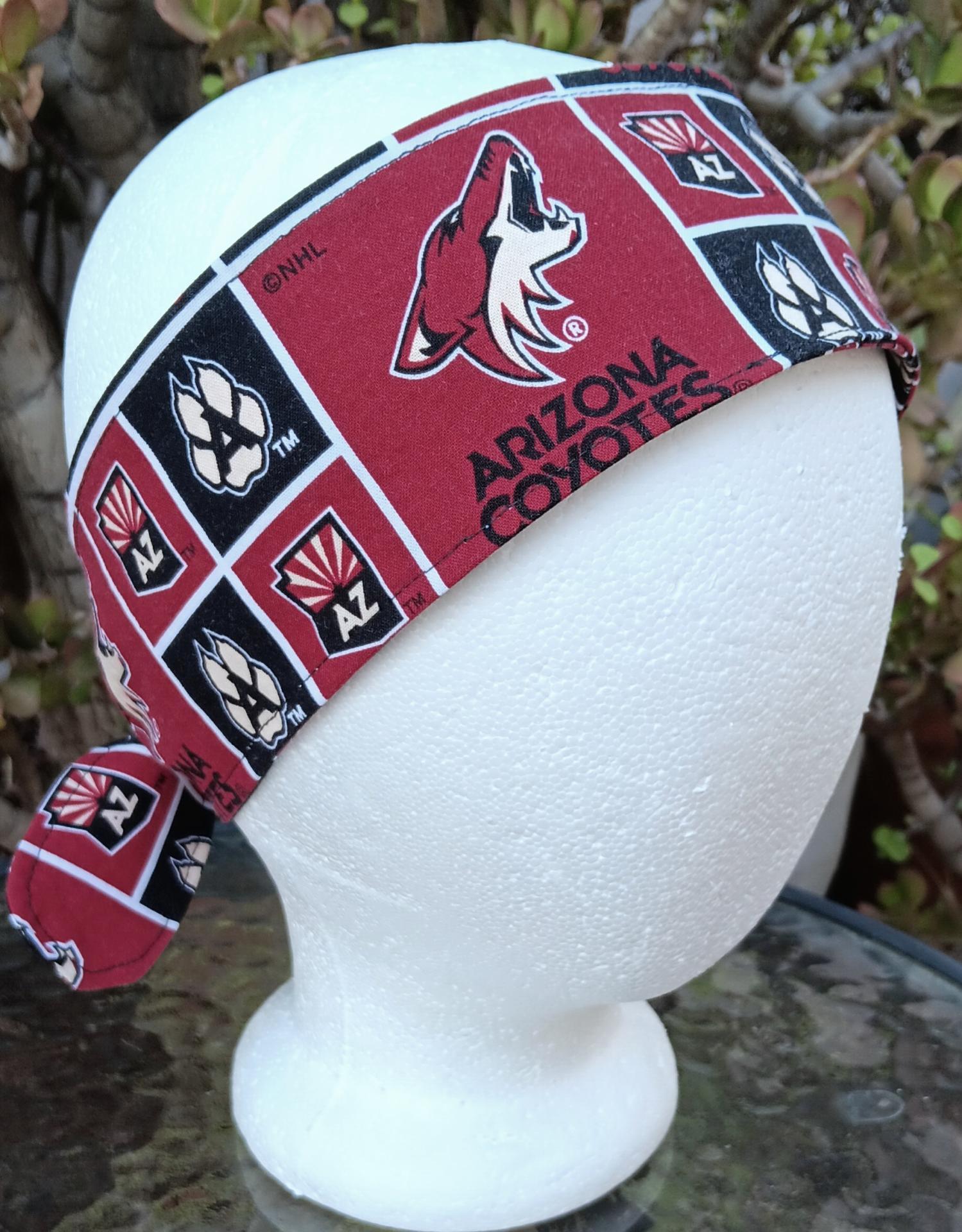 3” Wide Arizona Coyotes headband, self tie, hair wrap, pin up style, hair tie, retro style, rockabilly, handmade