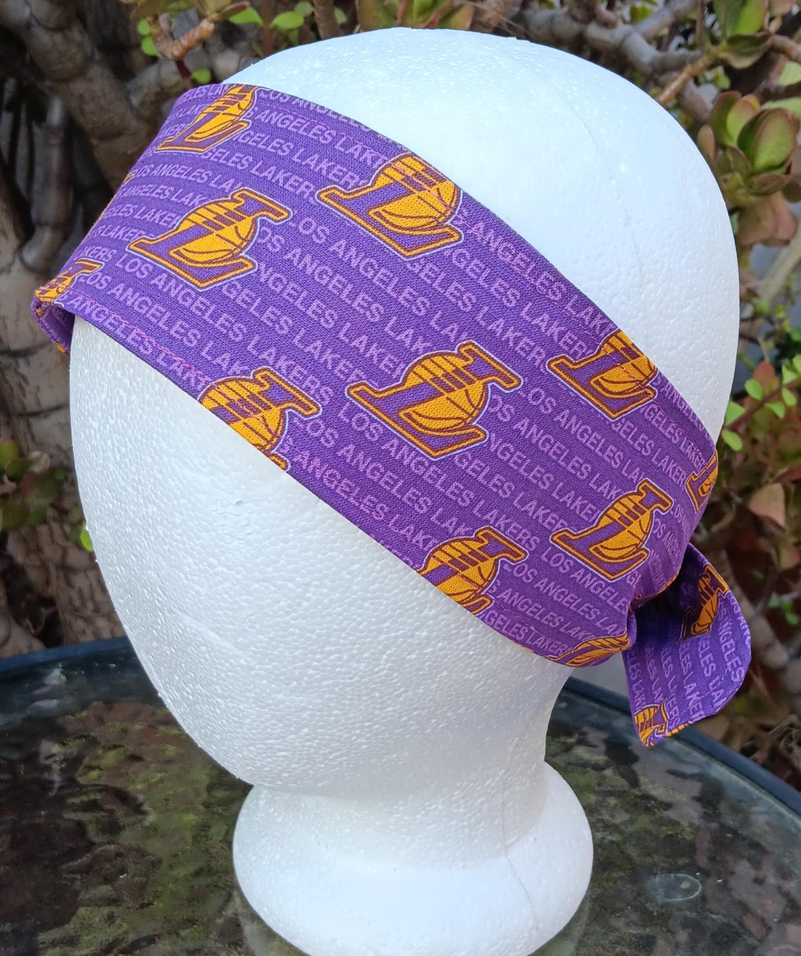 3” Wide Los Angeles Lakers headband, self tie, hair wrap, pin up style, hair tie, retro style, bandana, handmade