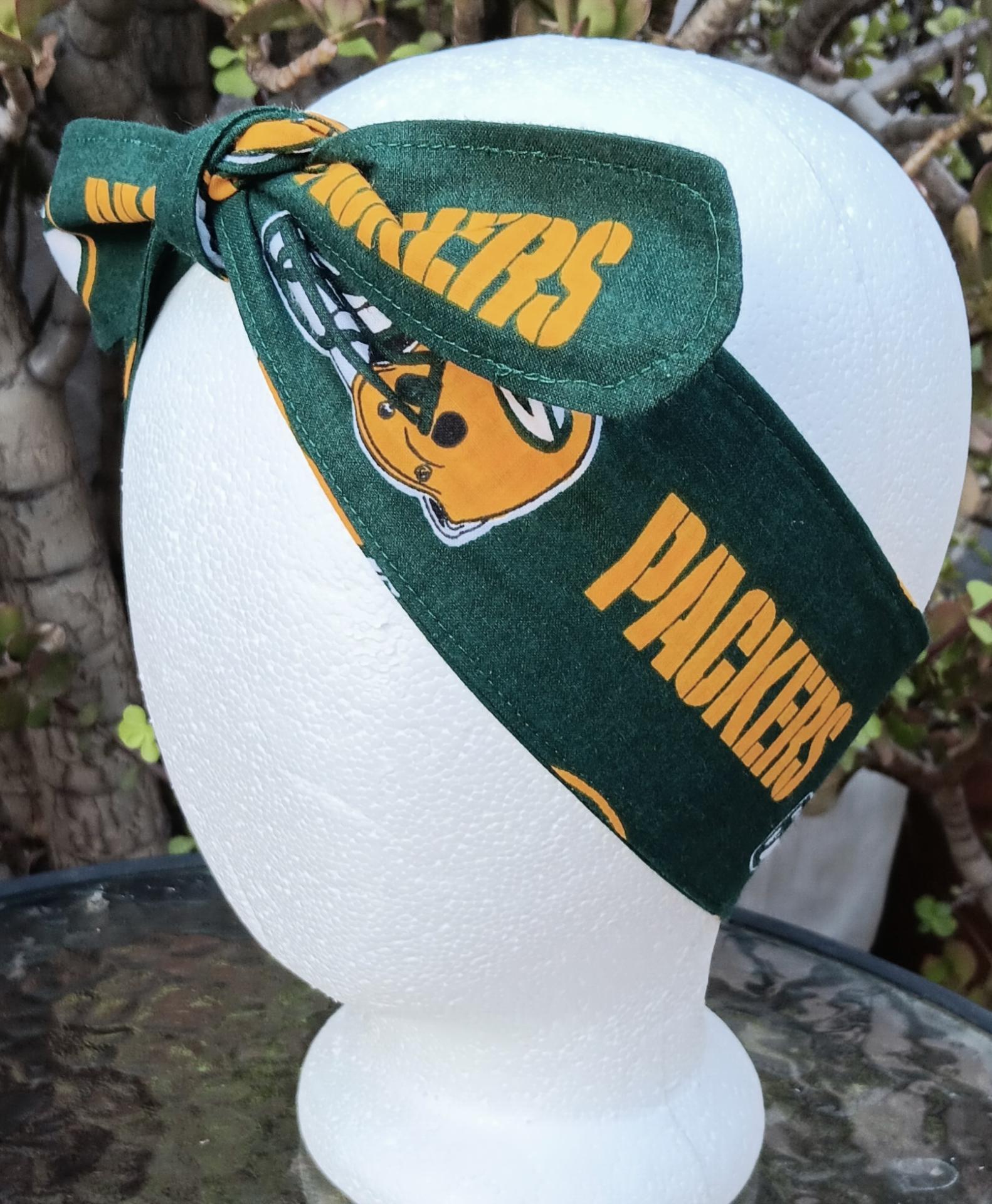 3” wide Green Bay Packers hair tie, hair wrap, headband, head wrap, pin up, self tie, scarf, retro, rockabilly, handmade
