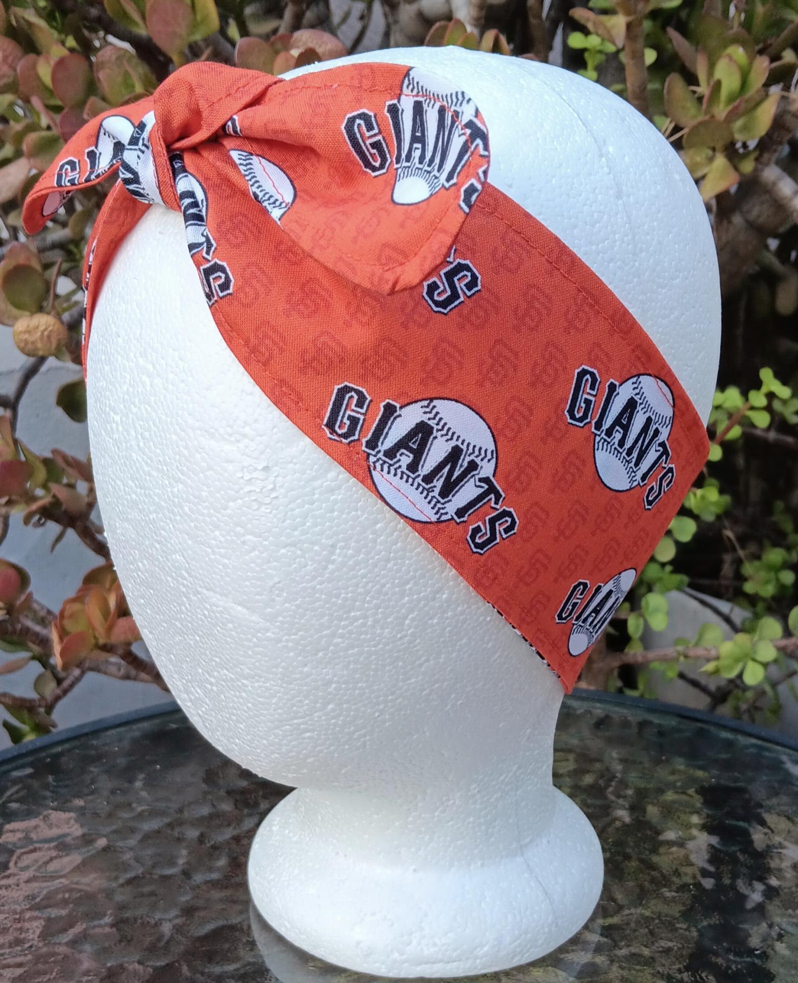 3” Wide San Francisco Giants headband, self tie, orange, hair wrap, pin up style, hair tie, hat scarf, rockabilly, handmade