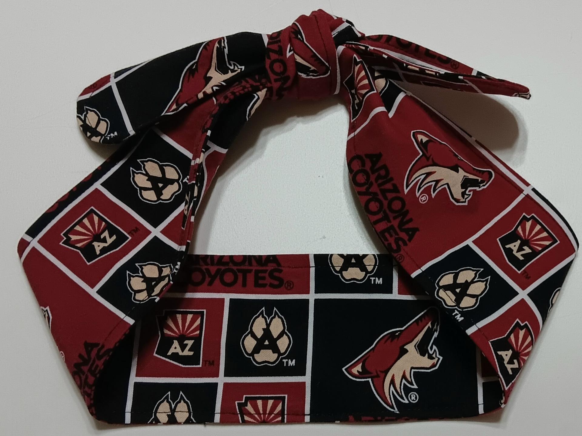 3” Wide Arizona Coyotes headband, self tie, hair wrap, pin up style, hair tie, retro style, rockabilly, handmade